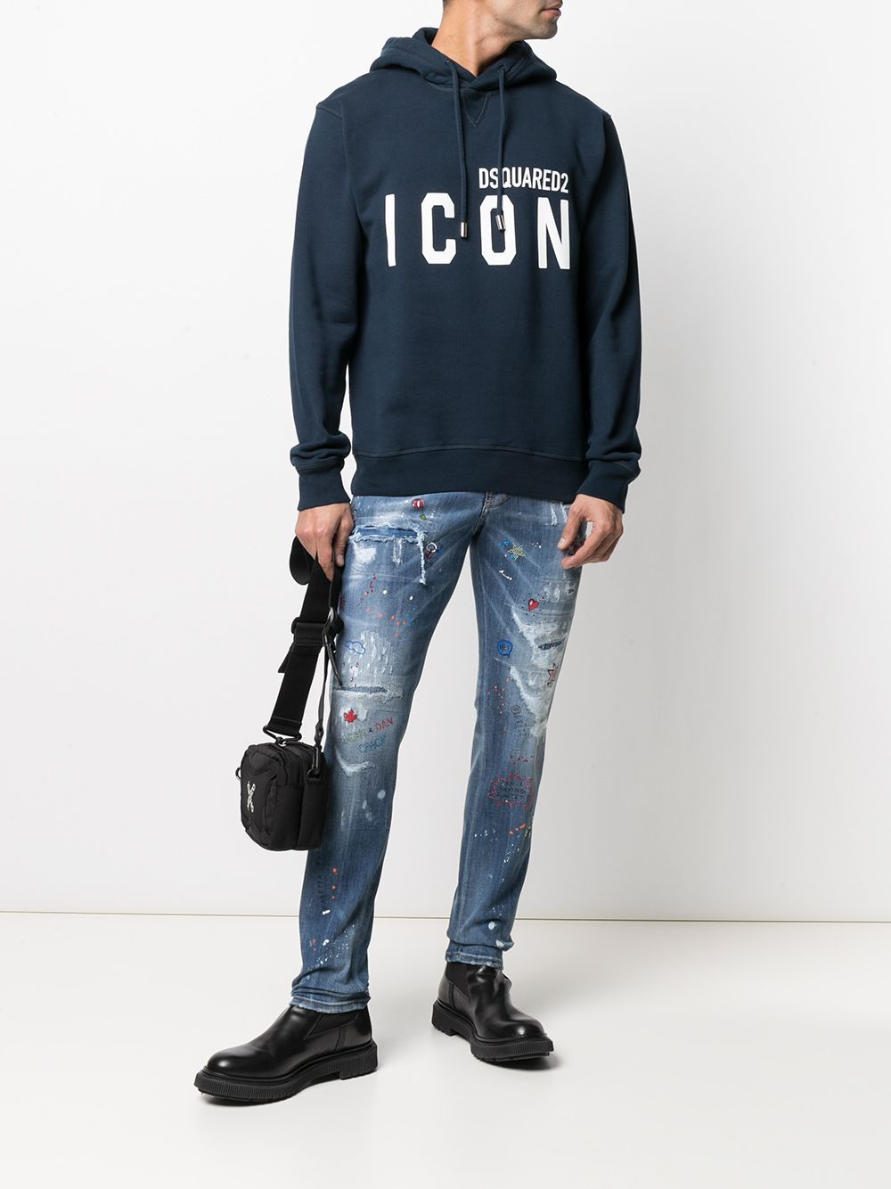 Dsquared Icon Hoodie Paint Splatter DSQUARED2 Distressed Paint