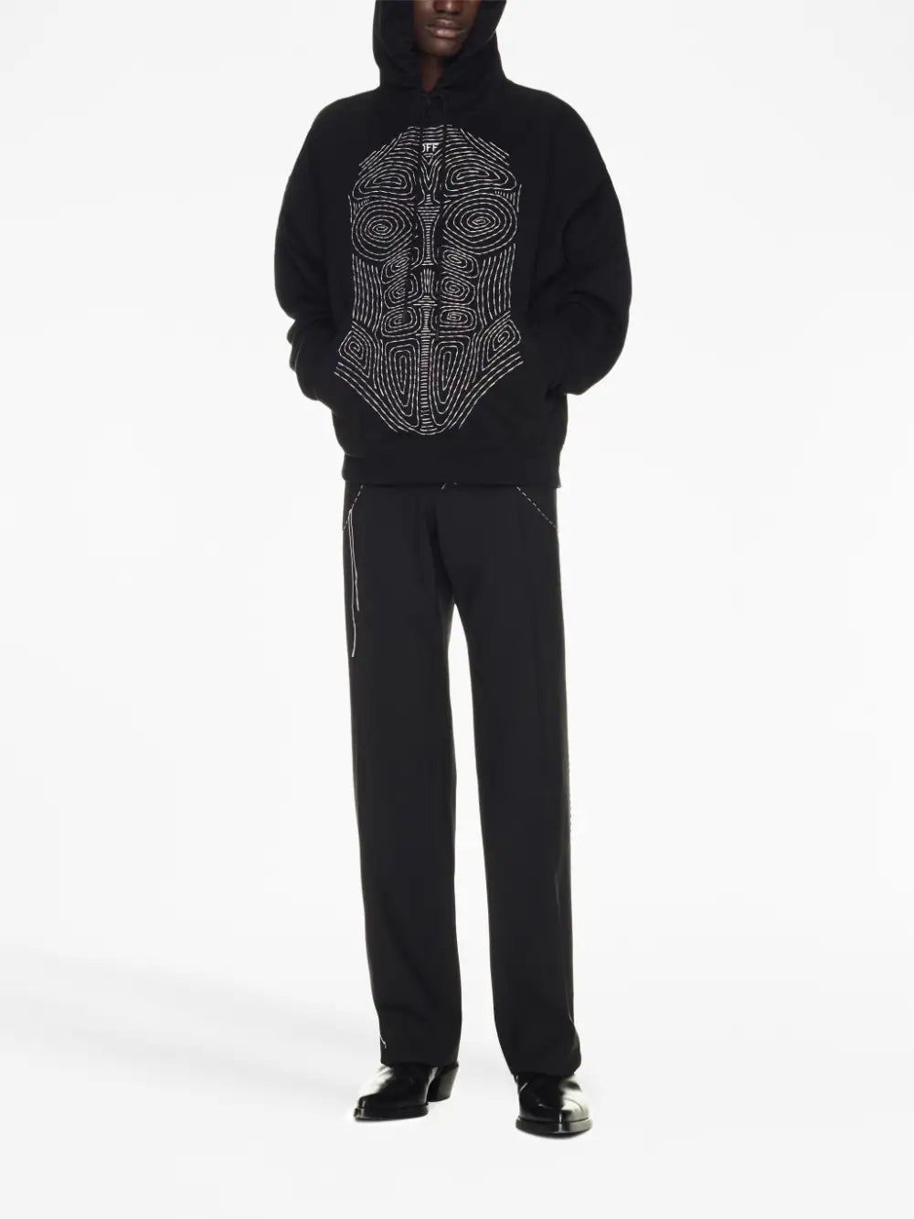 OFF-WHITE Body Stitch Skate Hoodie Black/White OFF-WHITE Body Stitch Skate Hoodie Black/White