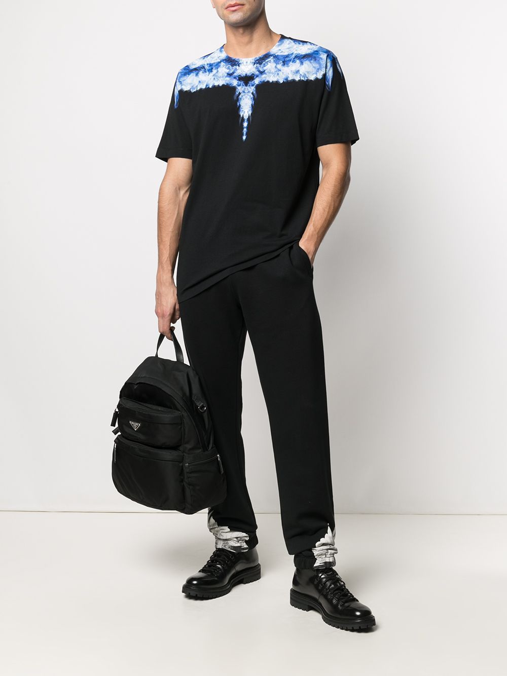 MARCELO BURLON Blue Smoke Wings T-Shirt Black – MAISONDEFASHION.COM