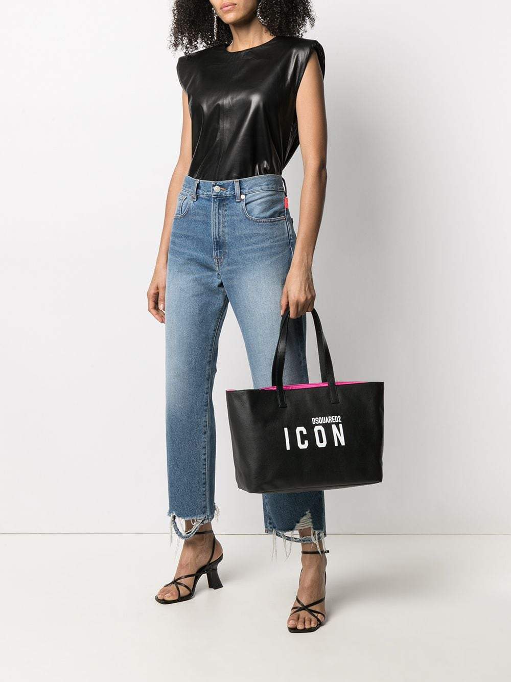 DSQUARED WOMEN Icon logo tote bag Black/Pink – MAISONDEFASHION.COM DSQUARED WOMEN Icon logo tote bag Black/Pink – MAISONDEFASHION.COM