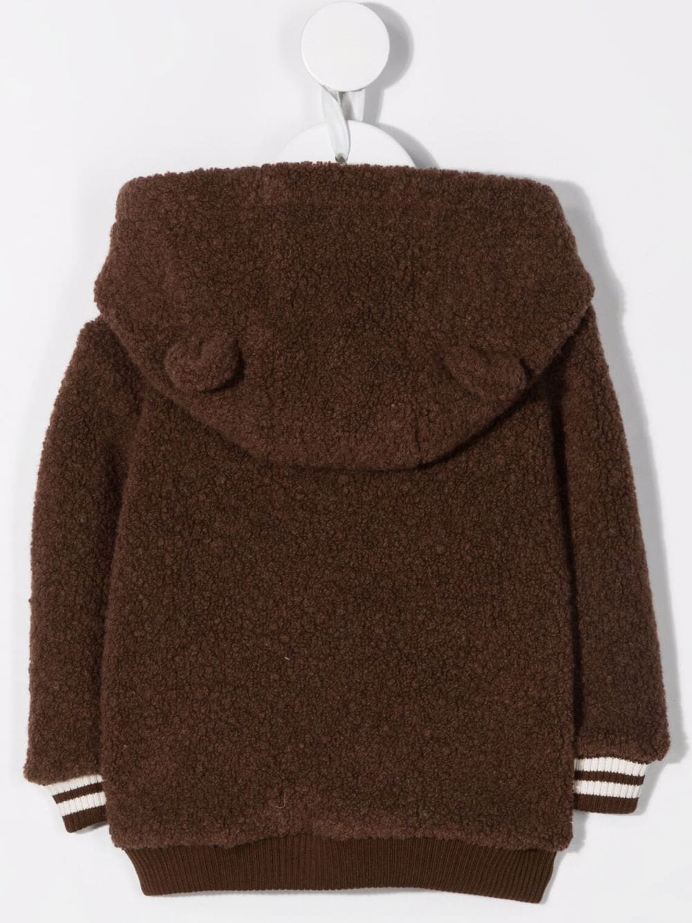 FENDI KIDS BABY FF Logo Teddy Hoodie Brown - MAISONDEFASHION.COM
