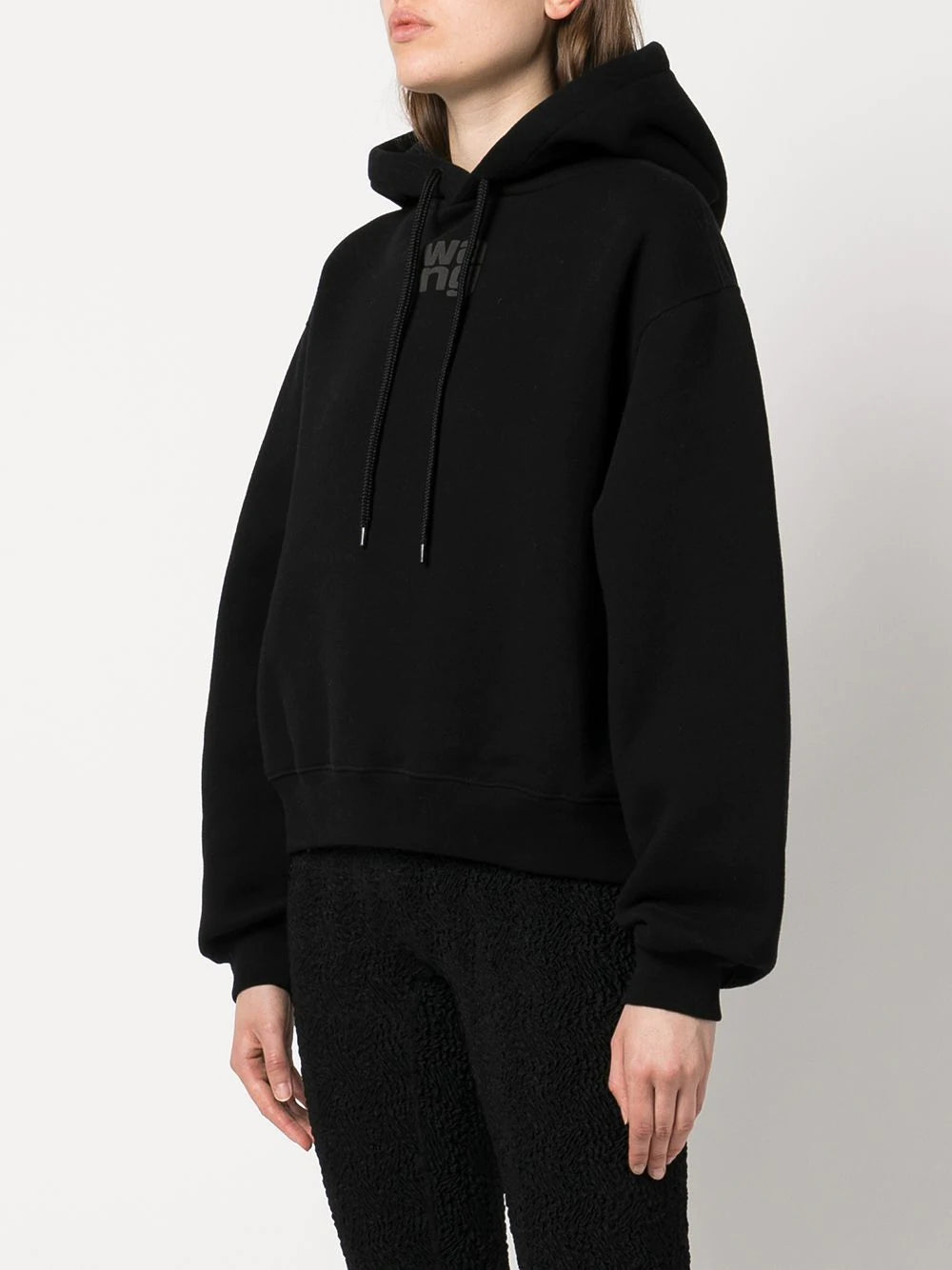 ALEXANDER WANG WOMEN Puff Print Logo Hoodie Black