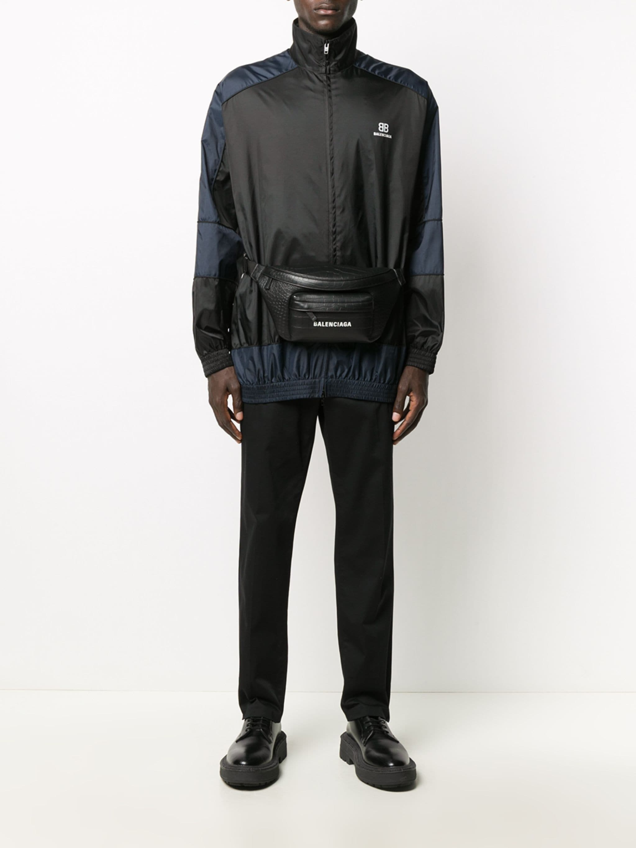 BALENCIAGA BB Zip-up Track Jacket Navy/White Maison De Fashion 