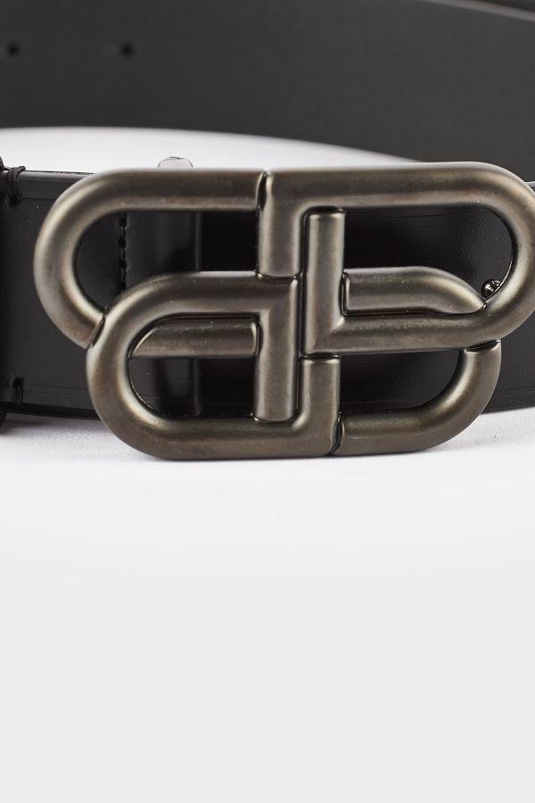 BALENCIAGA BB Logo Belt Black - MAISONDEFASHION.COM