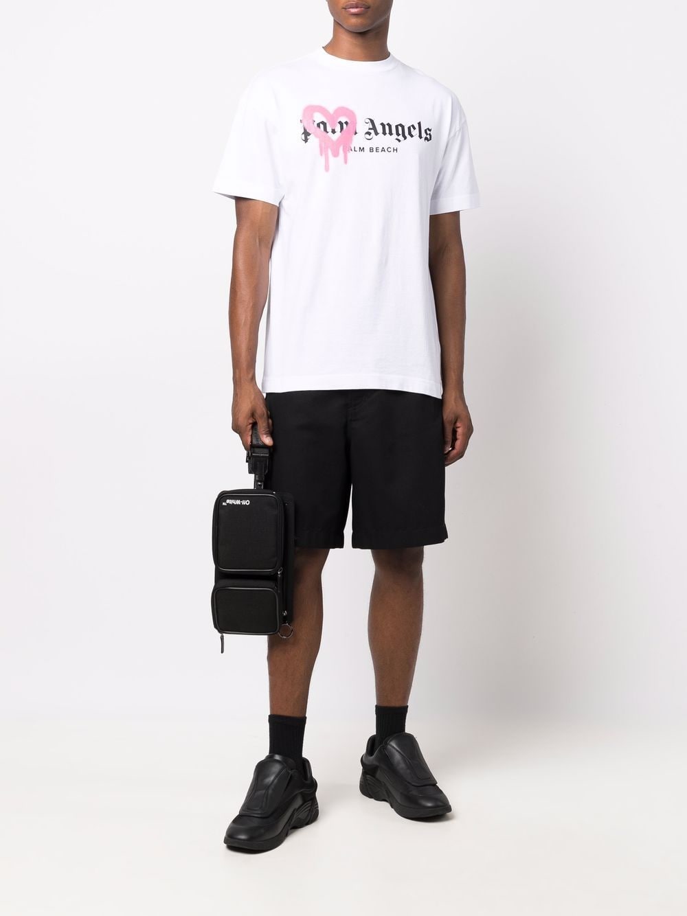 PALM ANGELS Palm Beach Heart Sprayed T-Shirt White - MAISONDEFASHION.COM