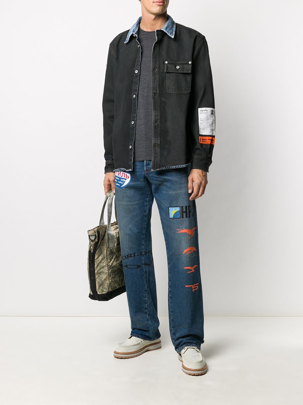 white christmas dresses HERON PRESTON Spray Denim Shirt Black Maison De Fashion –  MAISONDEFASHION.COM