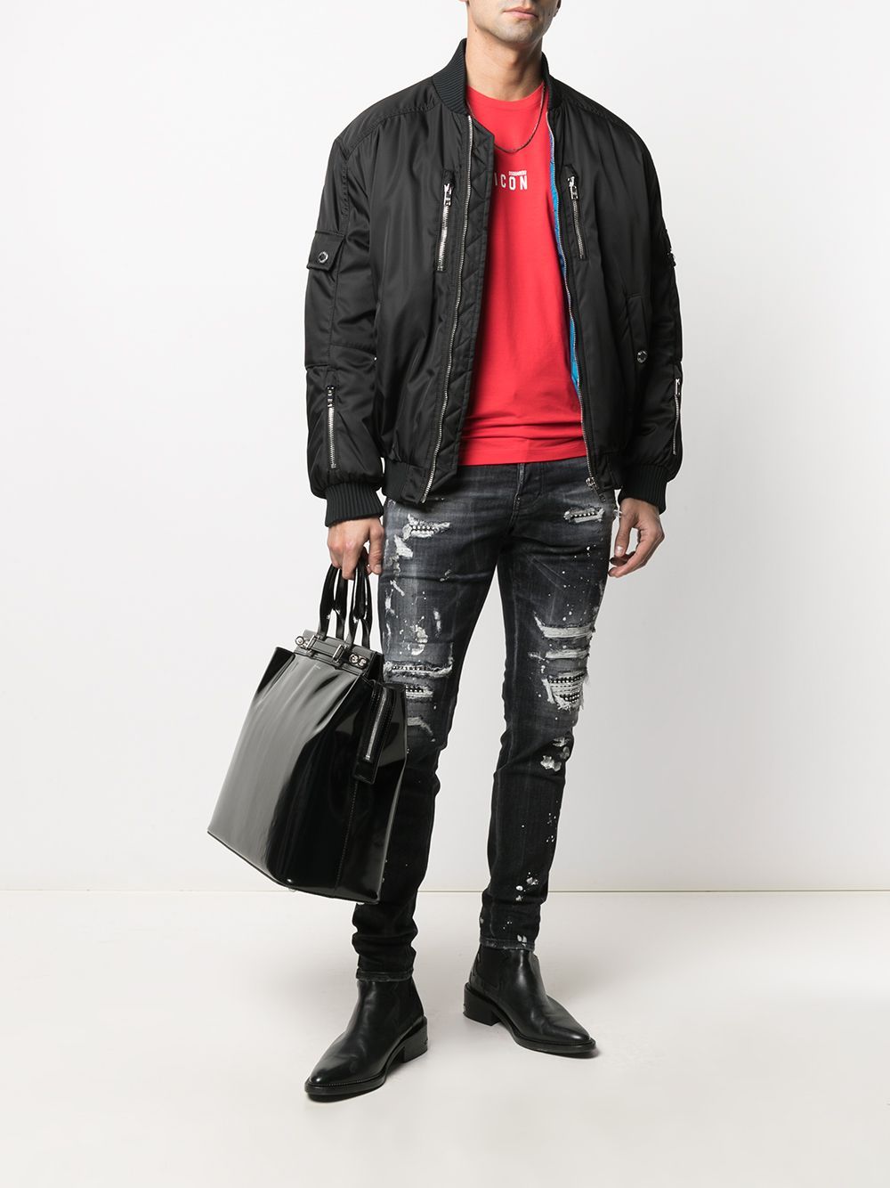 DSQUARED2 Tidy Biker Skinny Jeans Black – MAISONDEFASHION.COM