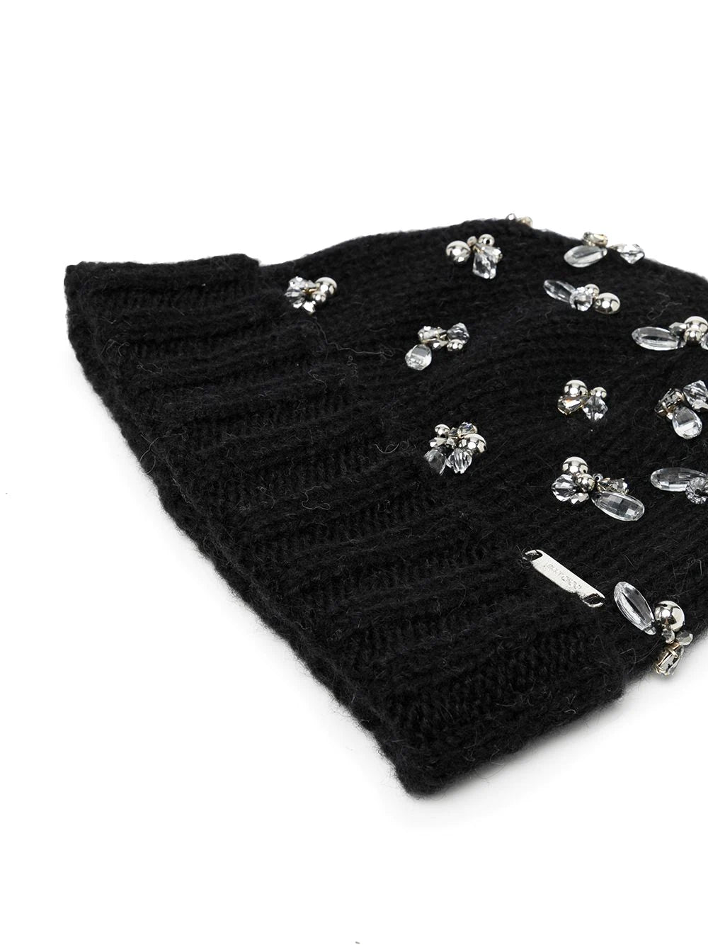 JIMMY CHOO Crystal-embellished beanie hat Black 