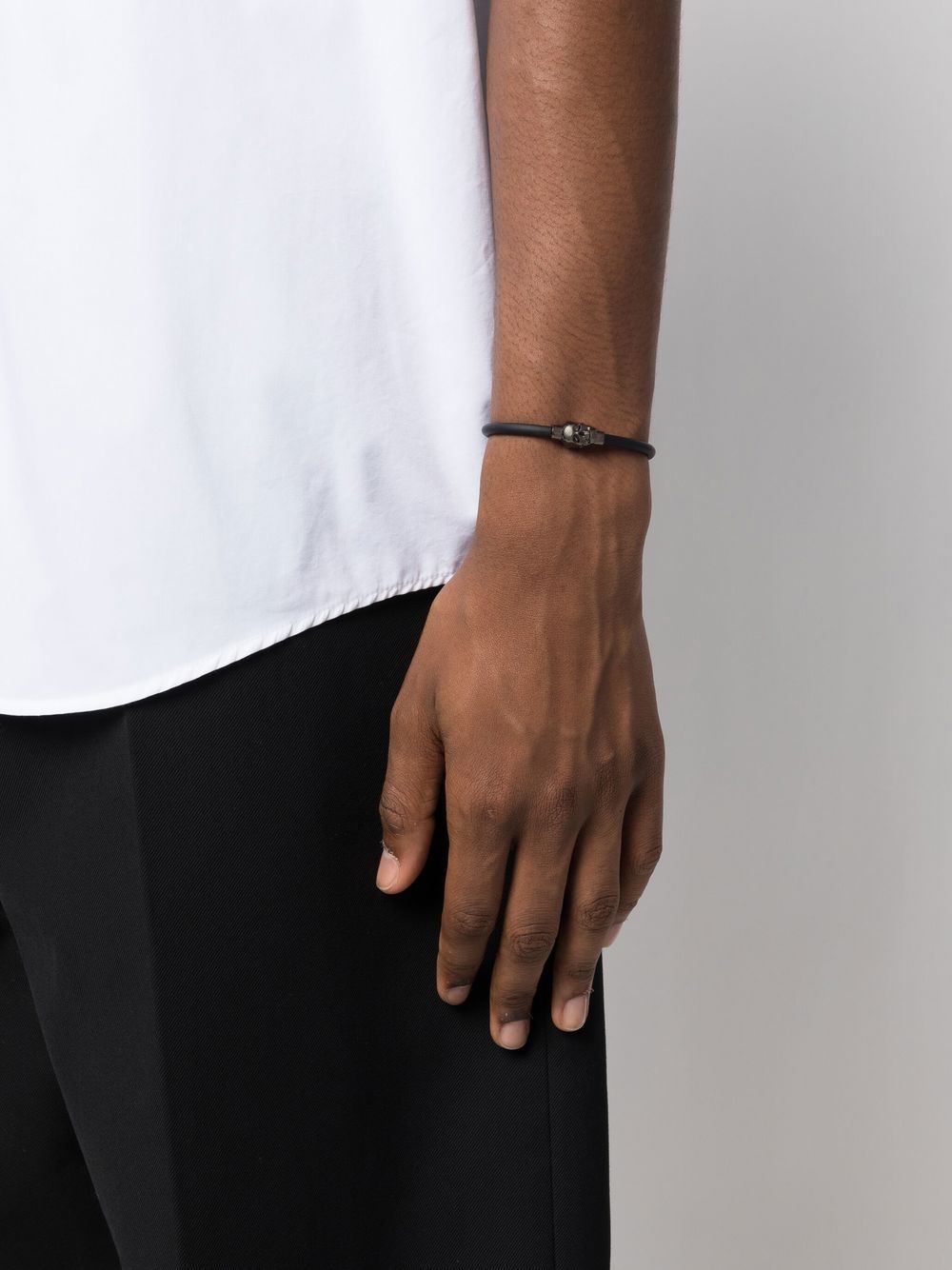 ALEXANDER MCQUEEN Skull Head Band Bracelet Black/Silver