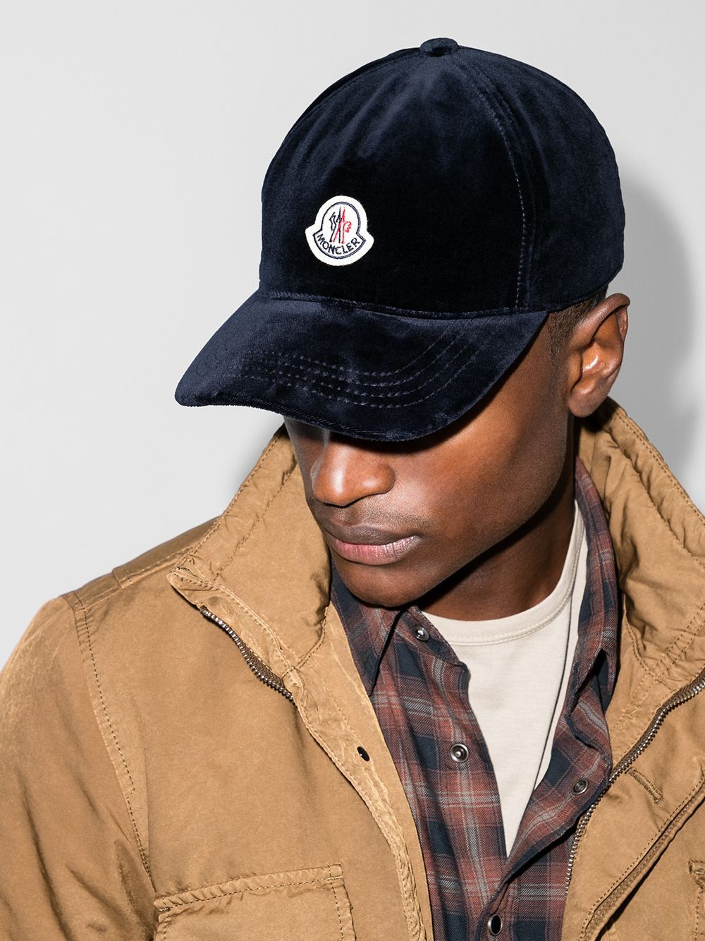 MONCLER Berretto Velvet Baseball Cap Navy Maison De Fashion