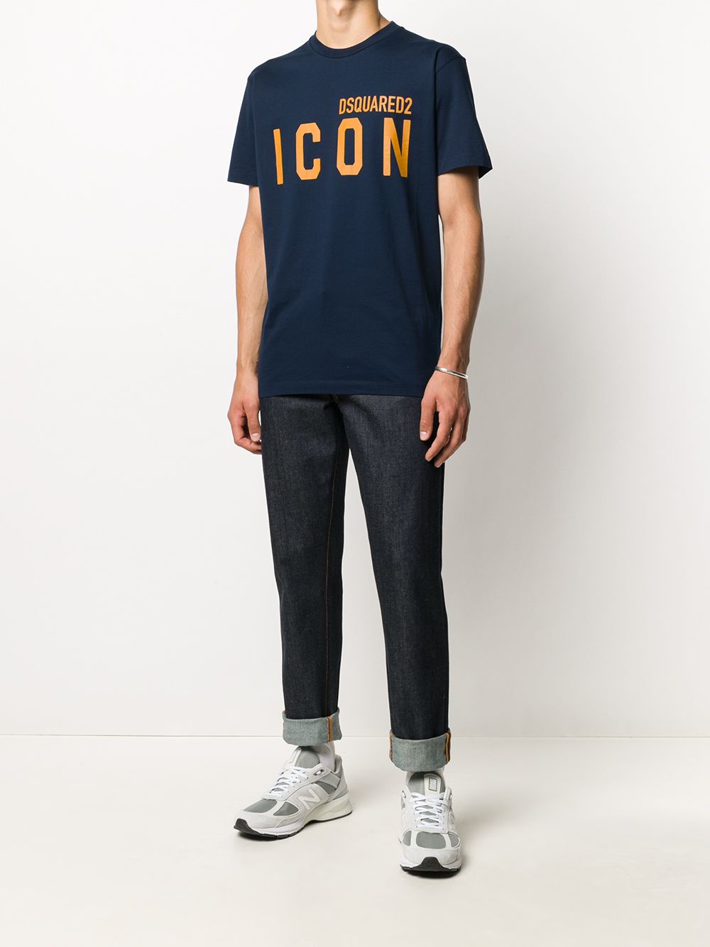 DSQUARED2 Icon logo T-Shirt Navy/Gold Maison De Fashion