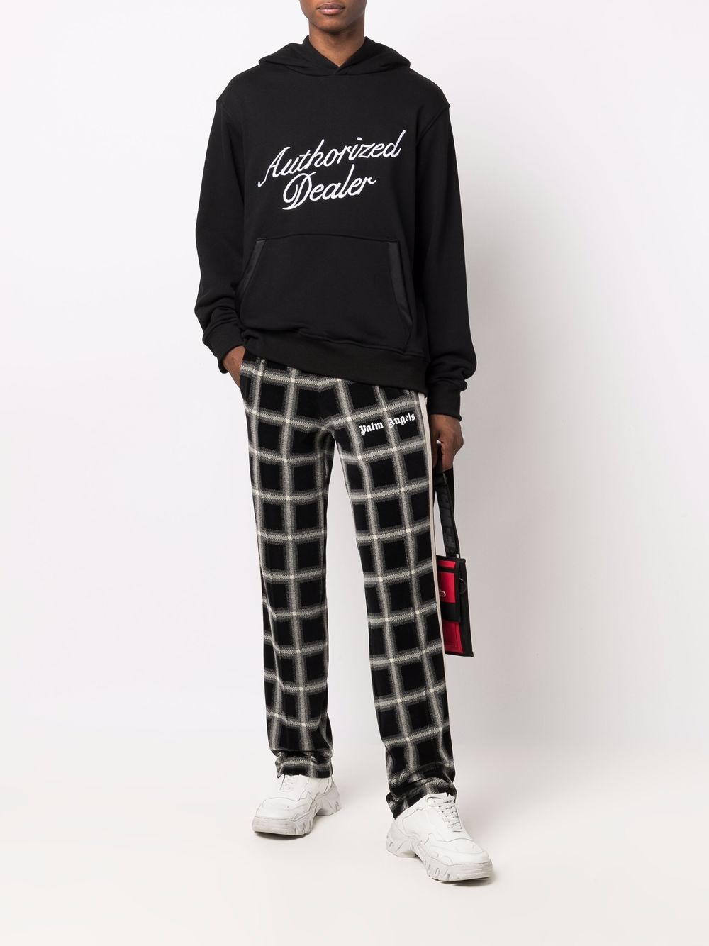 スウェット・トレーナー JUST DON Authorized Dealer Slogan Embroidered Hoodie Black JUST DON Authorized Dealer Slogan Embroidered Hoodie Black