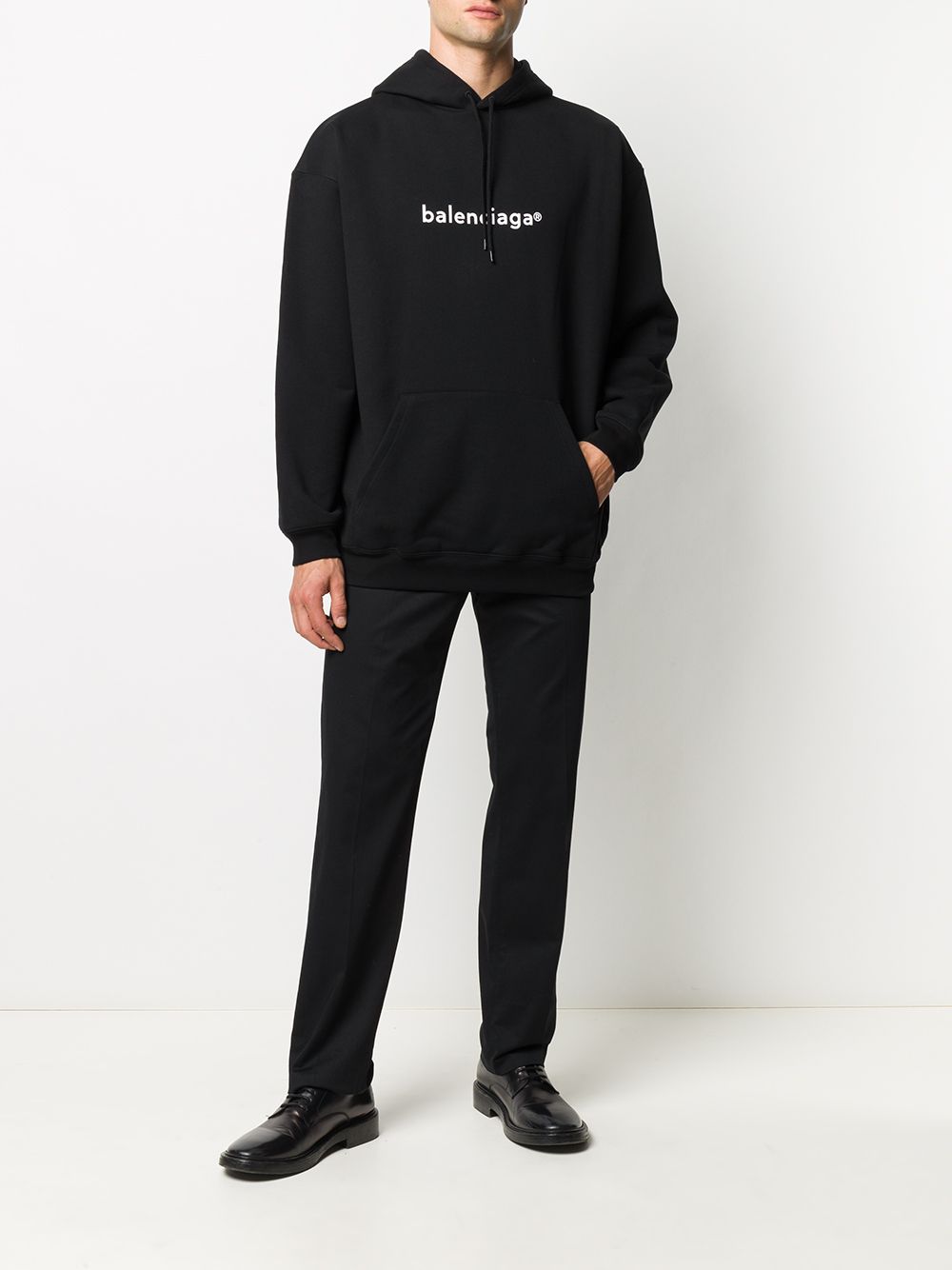 BALENCIAGA Copyright Logo Hoodie Black - MAISONDEFASHION.COM