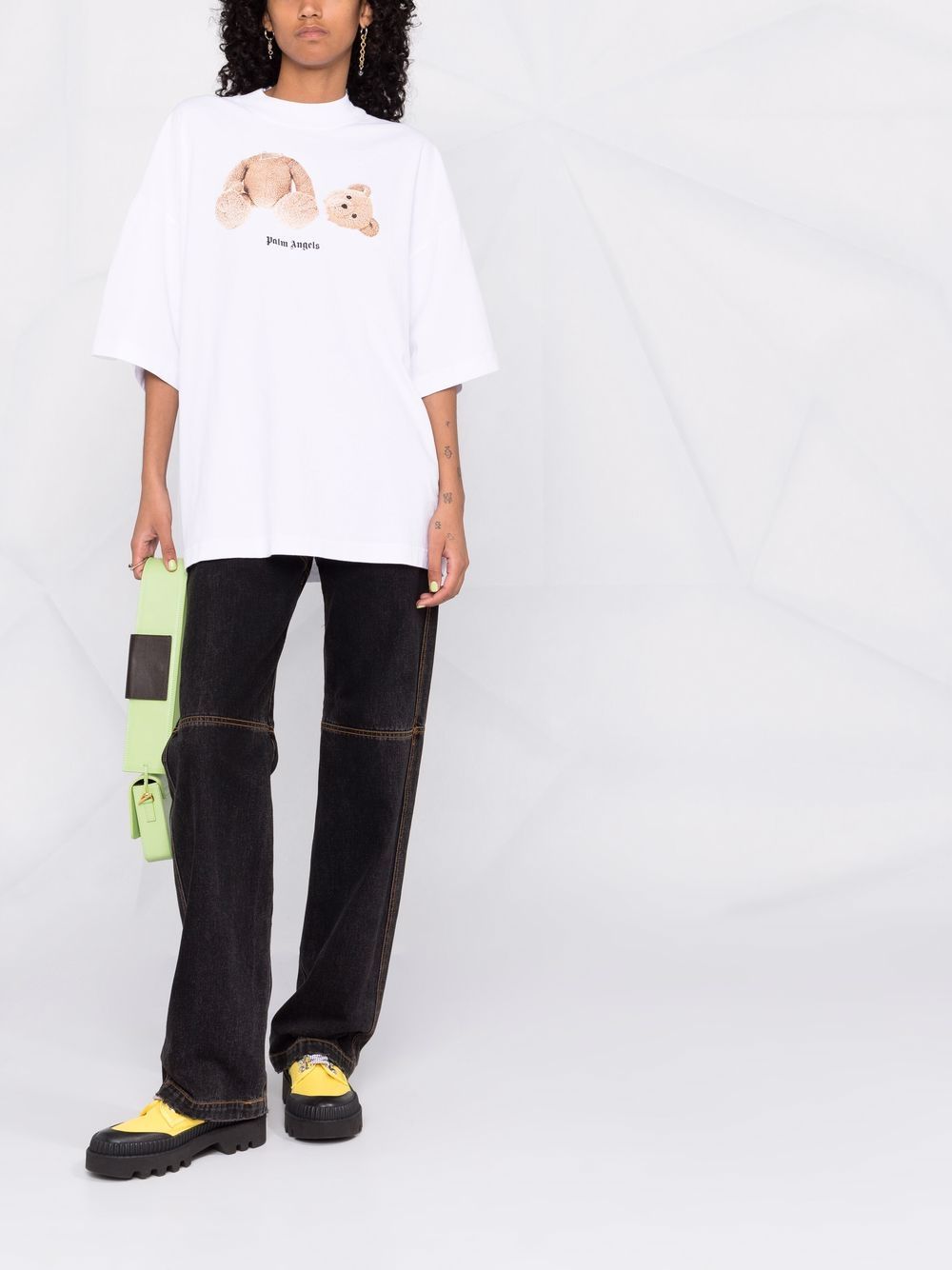 PALM ANGELS WOMEN Logo-print short-sleeve T-shirt White - MAISONDEFASHION.COM