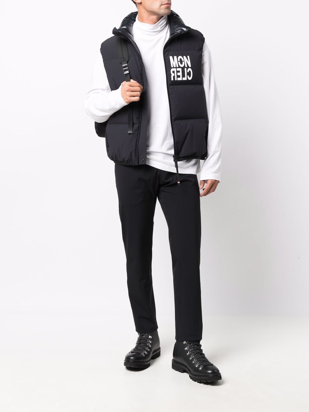 MONCLER GRENOBLE Logo Nantaux Padded Down Gilet Black