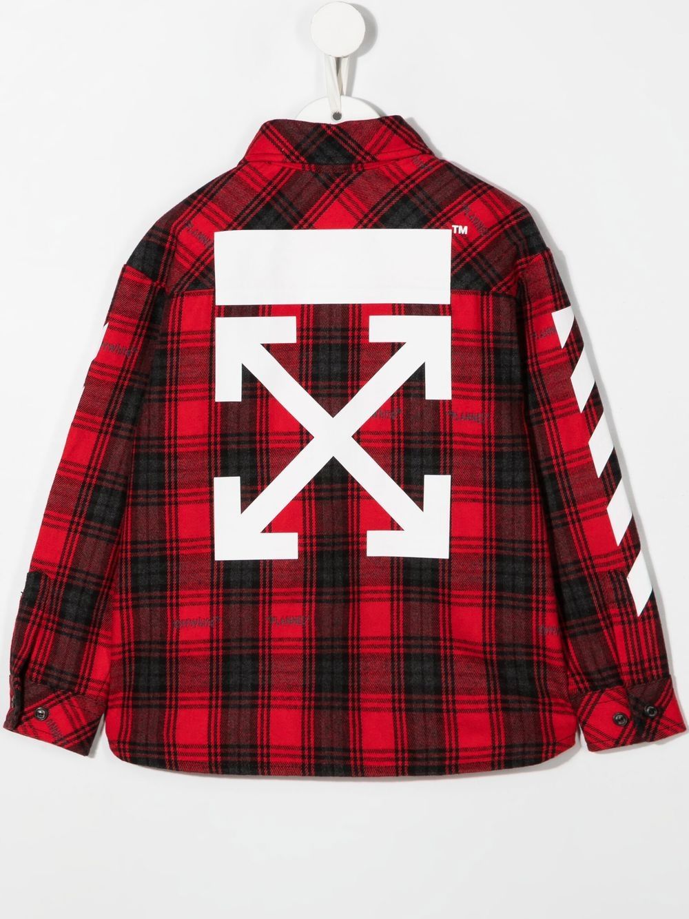 OFF-WHITE KIDS Rubber Arrow Check Flannel Shirt Red/White