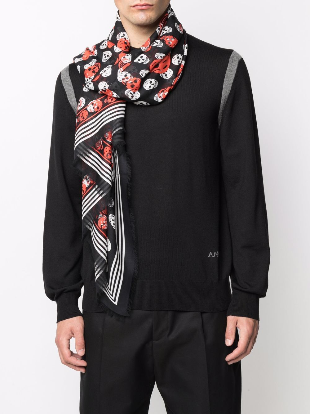 ALEXANDER MCQUEEN Skull Print Frayed Scarf – MAISONDEFASHION.COM ALEXANDER MCQUEEN Skull Print Frayed Scarf – MAISONDEFASHION.COM