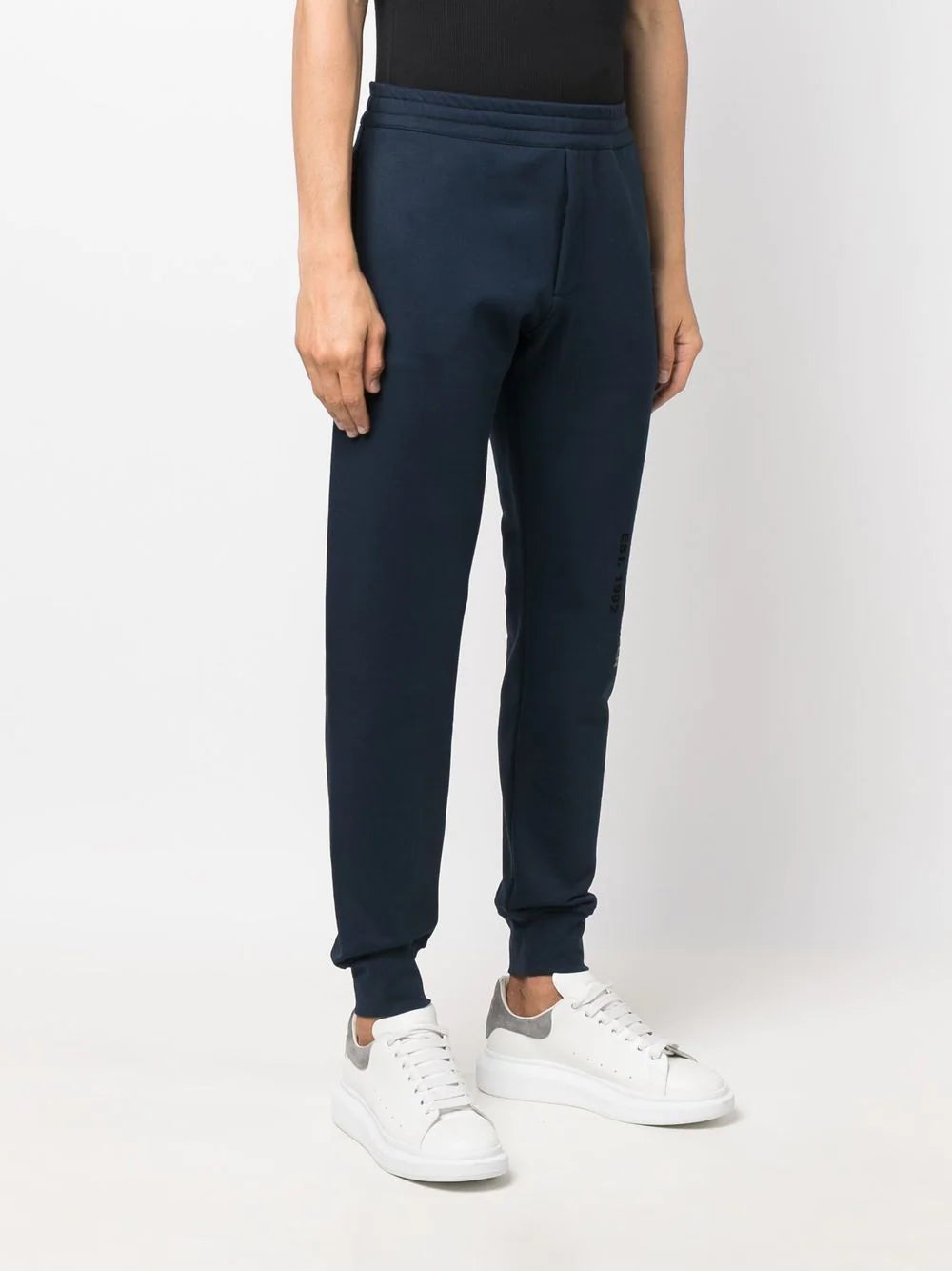 ALEXANDER MCQUEEN Graffiti Logo Print Sweat Pants Navy