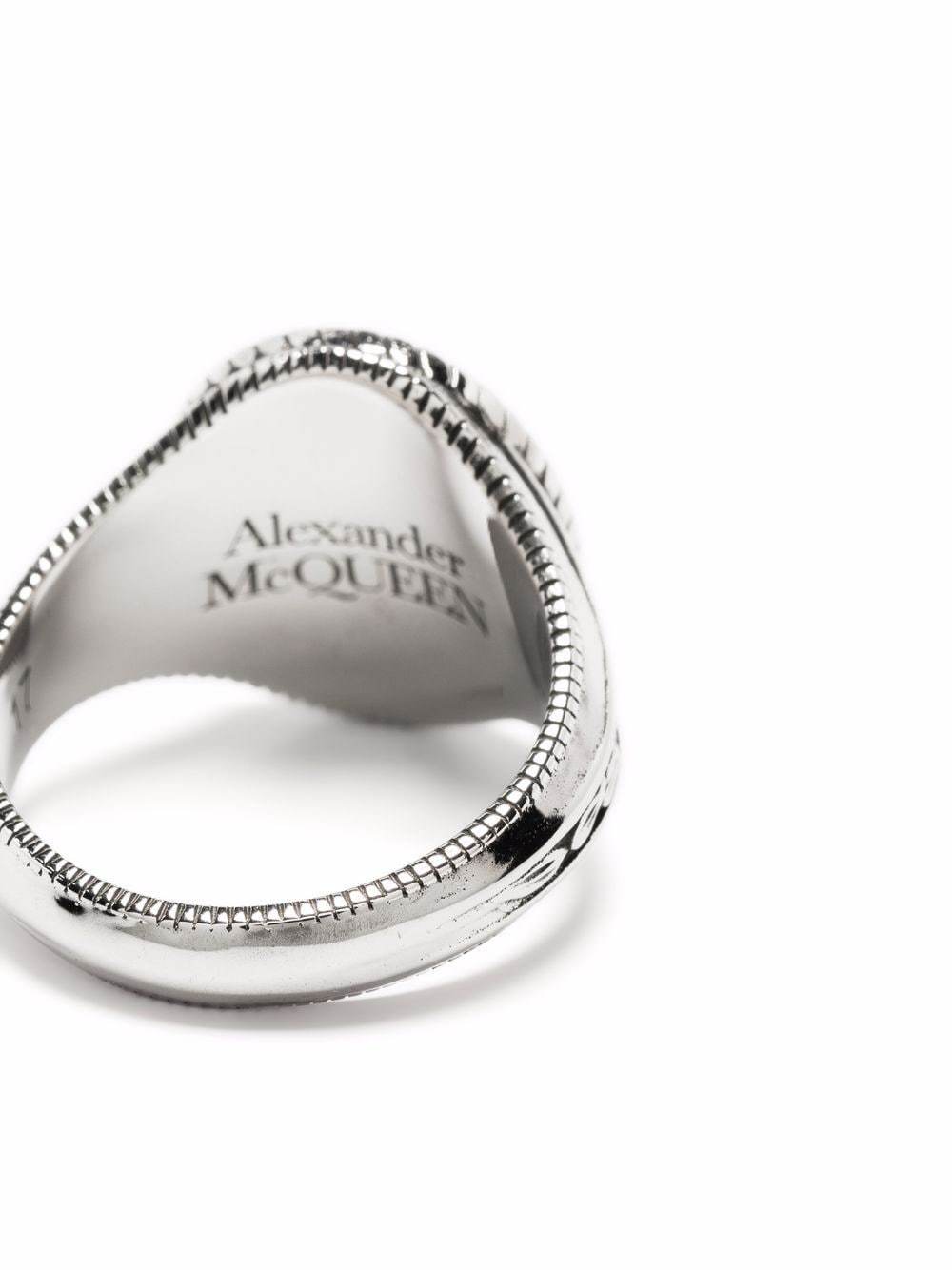 ALEXANDER MCQUEEN Medallion Skull Signet Ring Silver