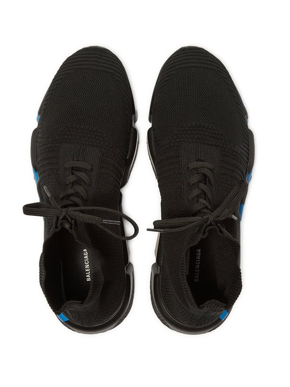 BALENCIAGA Laced Speed Runner Black/Blue Graffiti - MAISONDEFASHION.COM