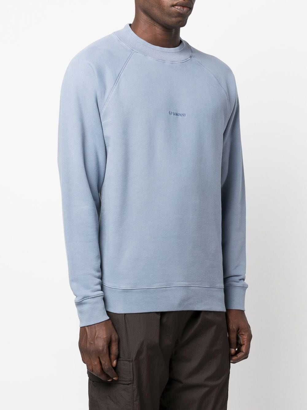 C.P. COMPANY Brushed & Emerized Diagonal Fleece Sweatshirt Blue