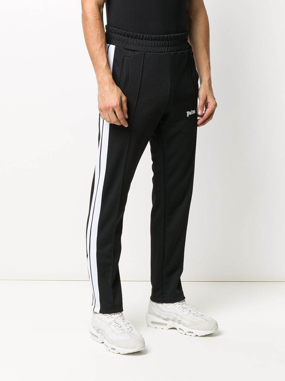 PALM ANGELS Logo Slim Track Pants Black/White Maison De Fashion