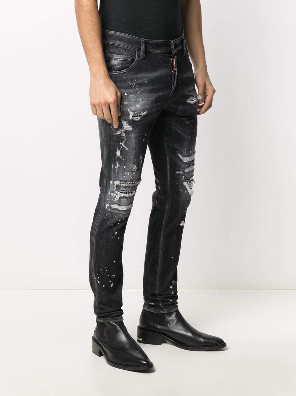 DSQUARED2 Tidy Biker Skinny Jeans Black – MAISONDEFASHION.COM