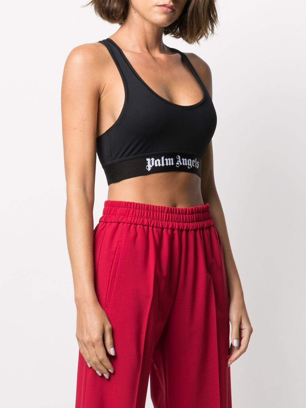 PALM ANGELS WOMEN Logo Sports Bra Black - MAISONDEFASHION.COM