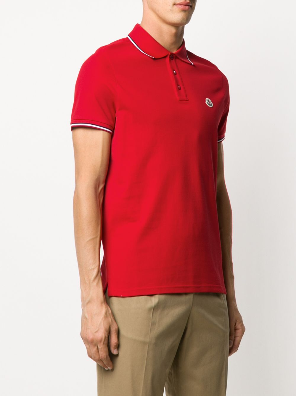 MONCLER logo polo shirt Red - MAISONDEFASHION.COM