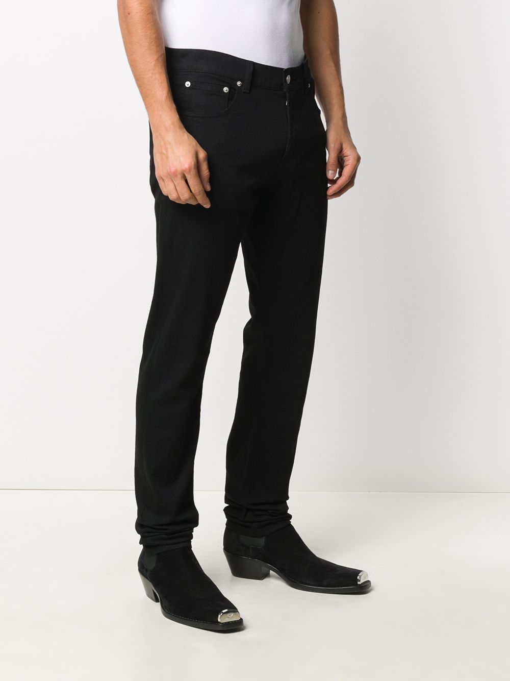 3D McQueen embroidered slim fit jeans Alexander McQueen Skull 