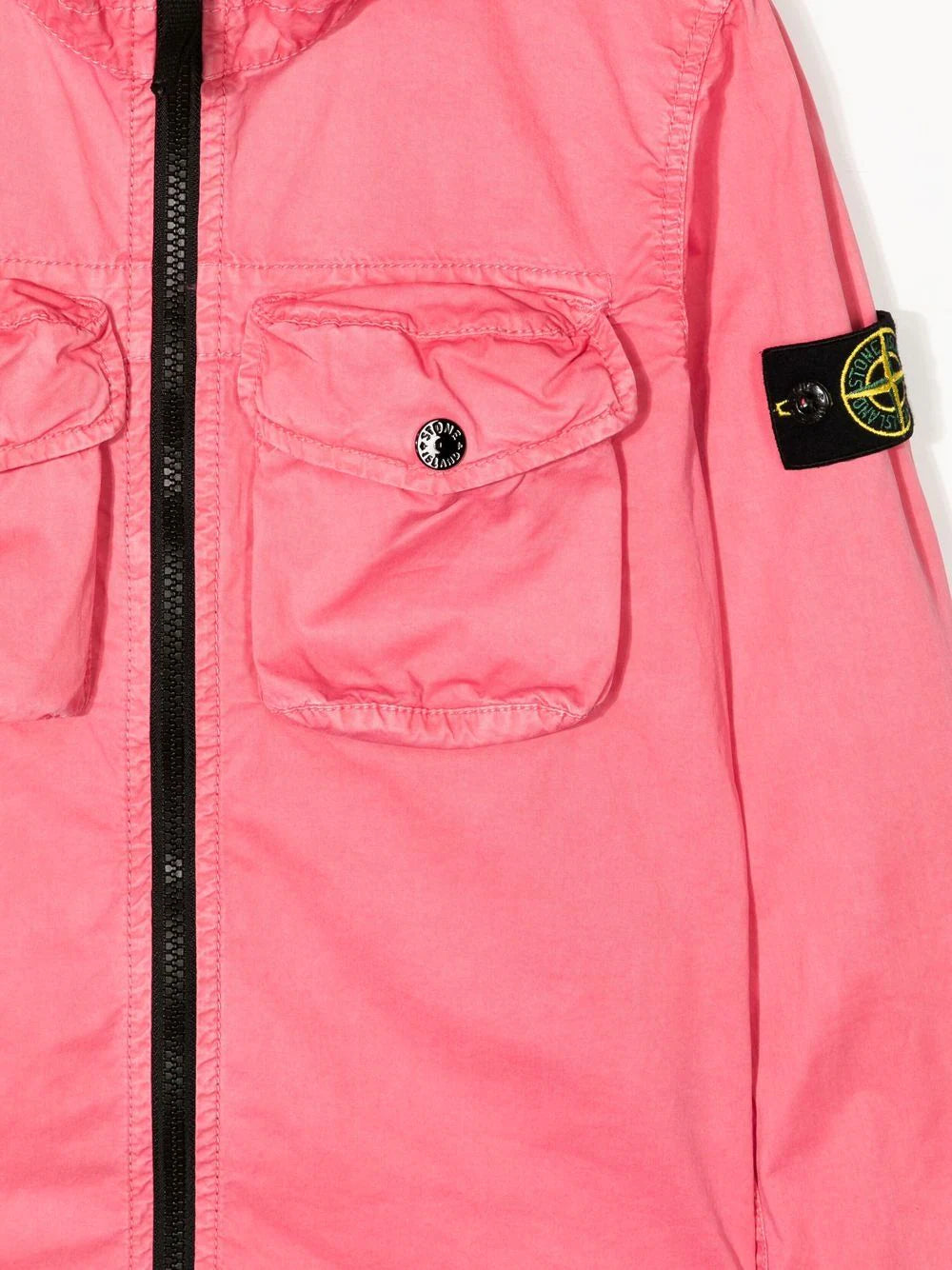 STONE ISLAND KIDS Compass-patch hooded jacket Pink