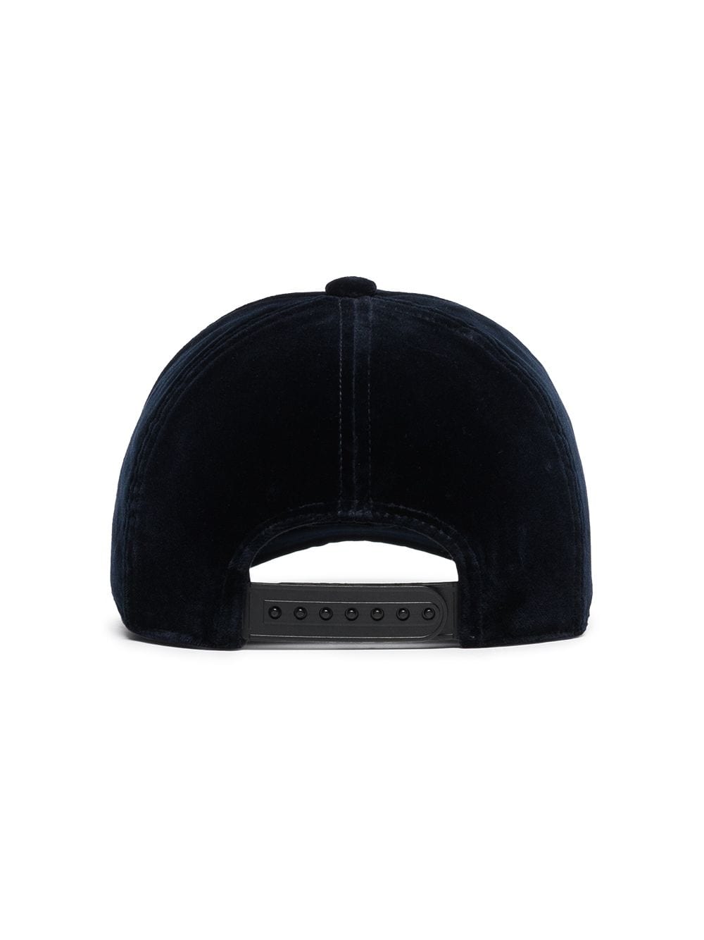 MONCLER Logo Velvet Cap Navy MAISONDEFASHION.COM