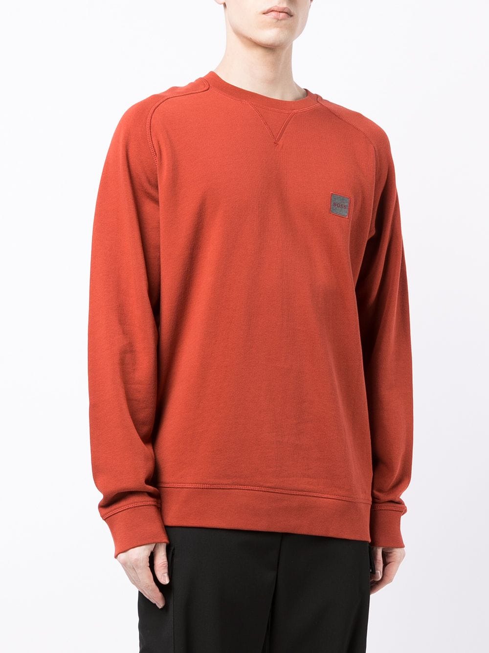 BOSS Logo-patch crew neck sweatshirt Orange –