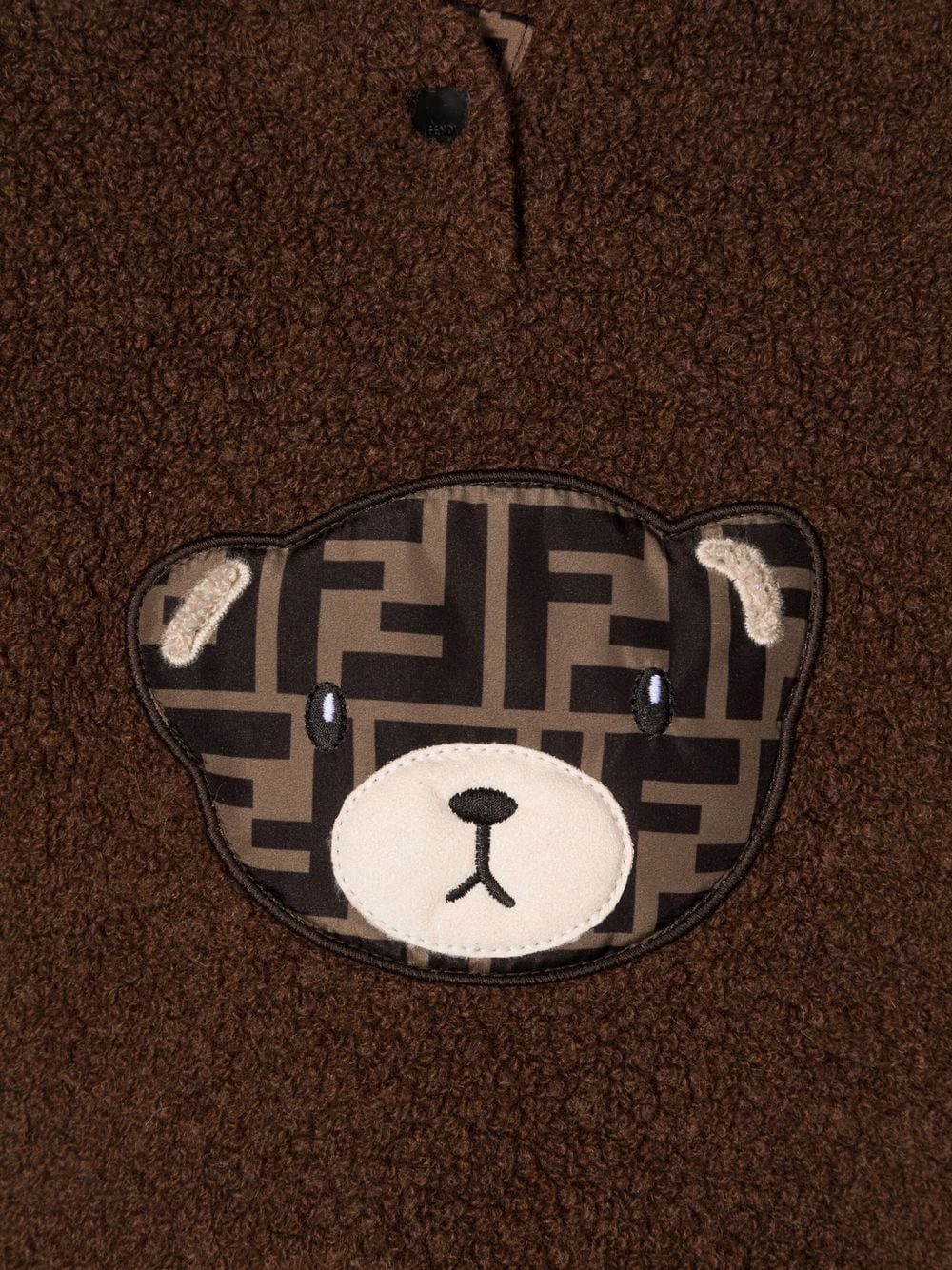 FENDI KIDS BABY FF Logo Teddy Hoodie Brown - MAISONDEFASHION.COM