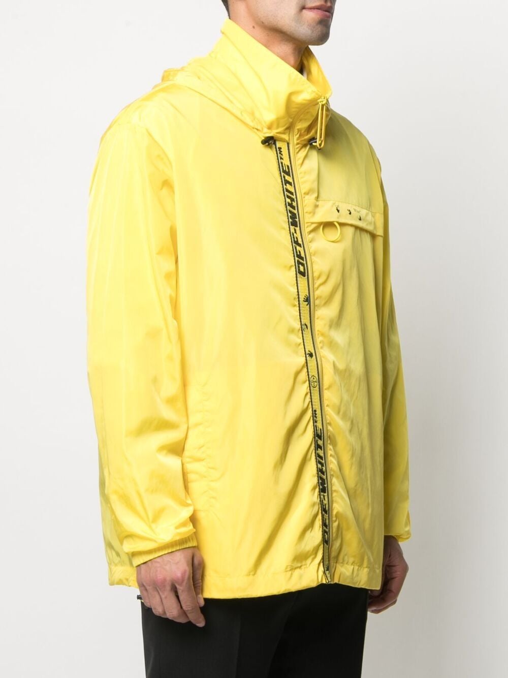 OFF-WHITE Logo Print Zip Up Windbreaker Yellow –