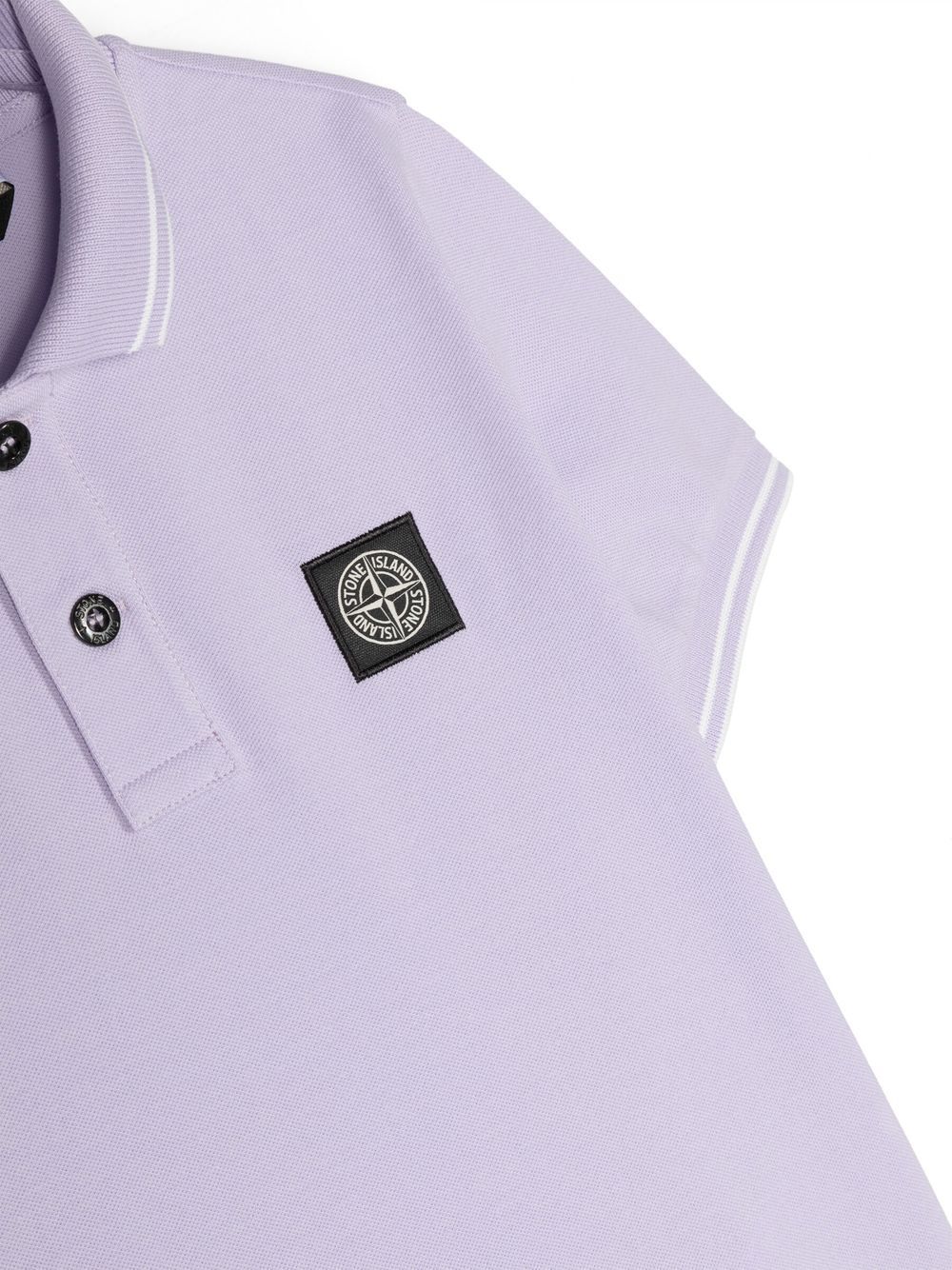 STONE ISLAND KIDS Logo Patch Polo Shirt Lilac/White