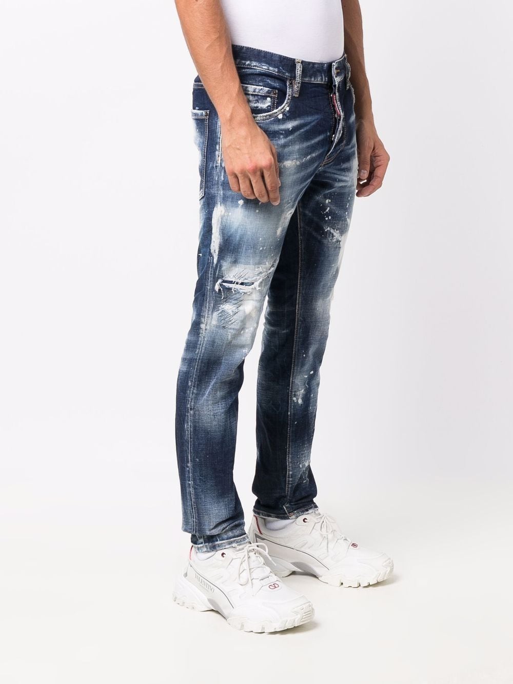 DSQUARED2 Ciao Bella Patch Distressed Jeans Blue - MAISONDEFASHION.COM