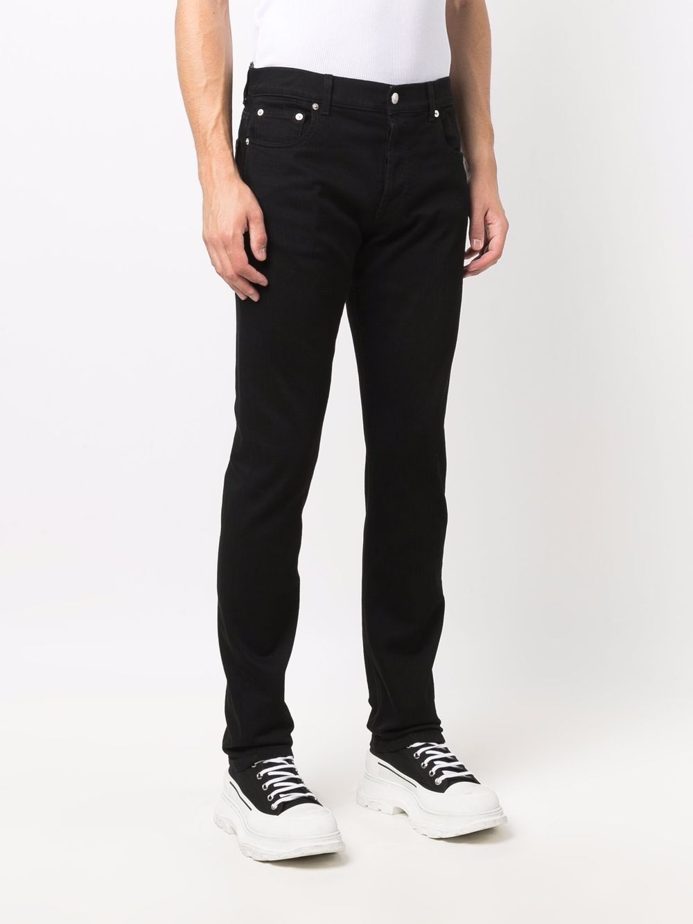 ALEXANDER MCQUEEN Logo Embroidered Skinny Jeans Black - MAISONDEFASHION.COM