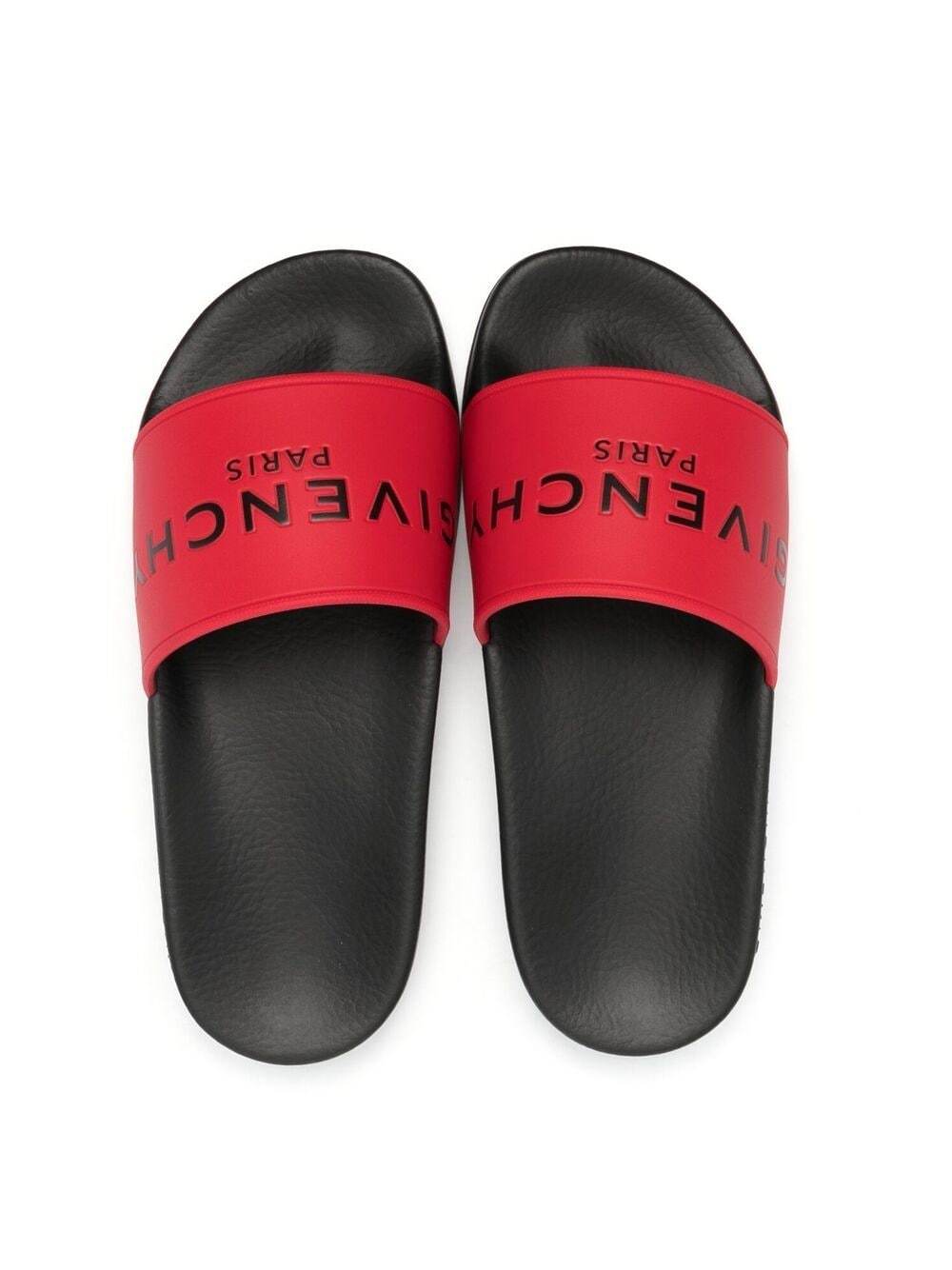 GIVENCHY KIDS Logo Band Pool Slides Black Maison De Fashion
