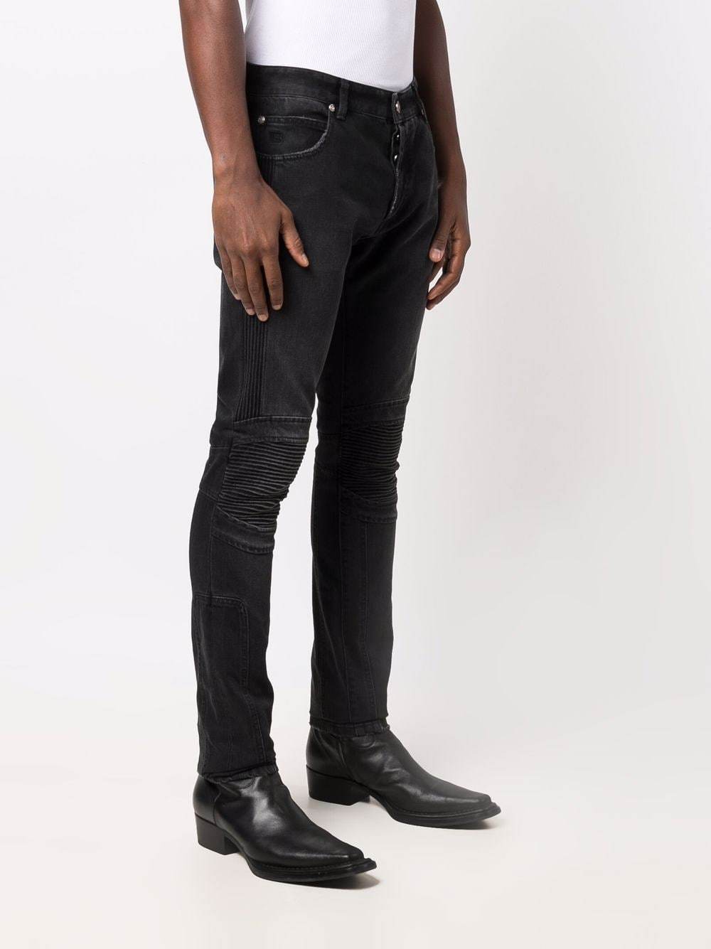BALMAIN B Embroidered Skinny Jeans Black –