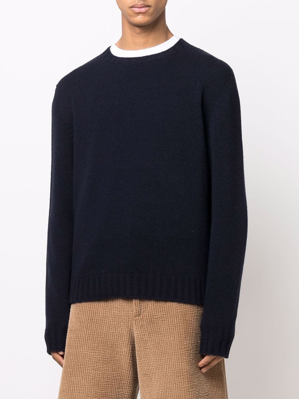 PALM ANGELS Curved Logo Knit Sweatshirt Navy – - Main Image