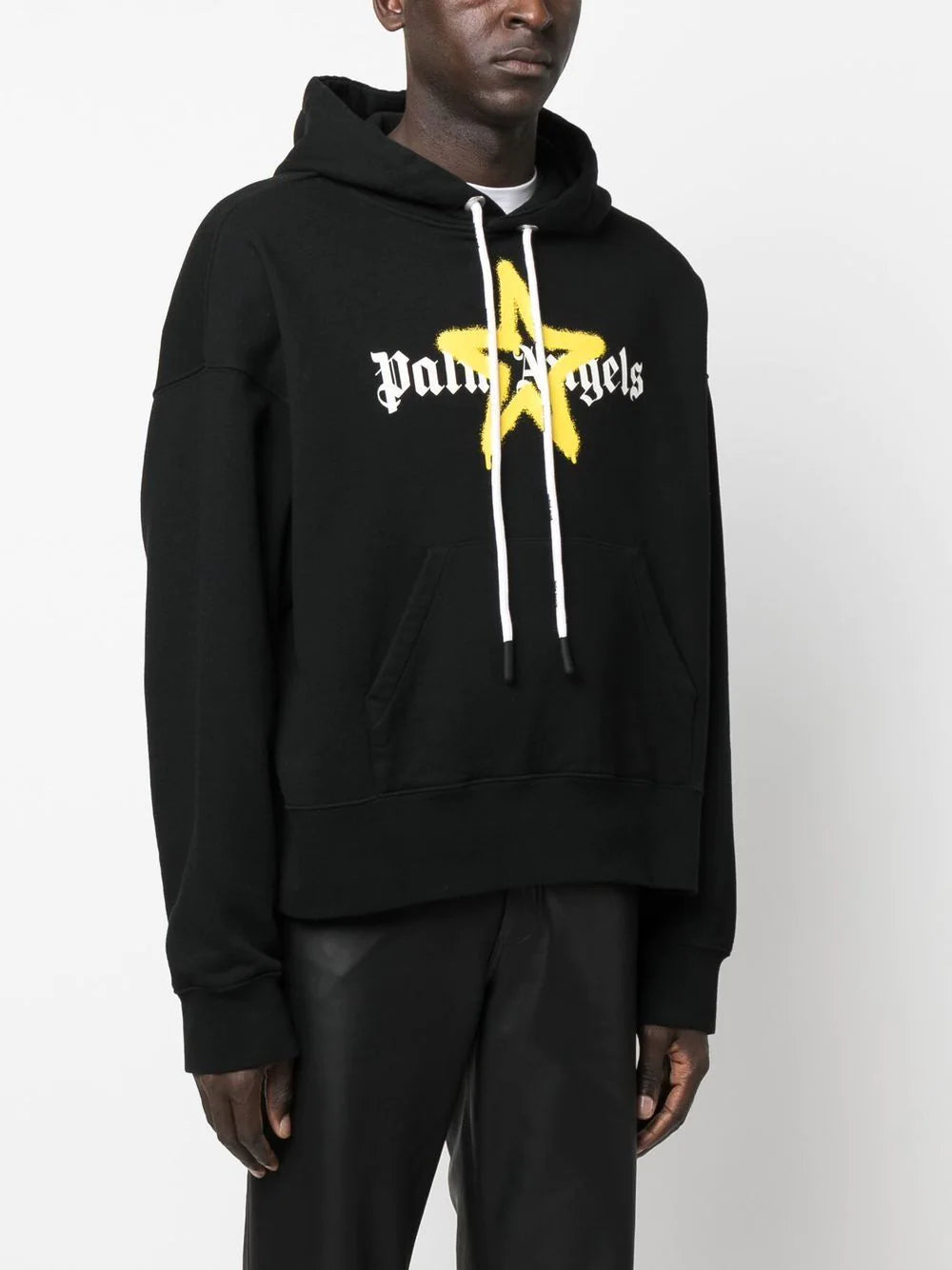 PALM ANGELS Star Sprayed Hoodie Black/Yellow