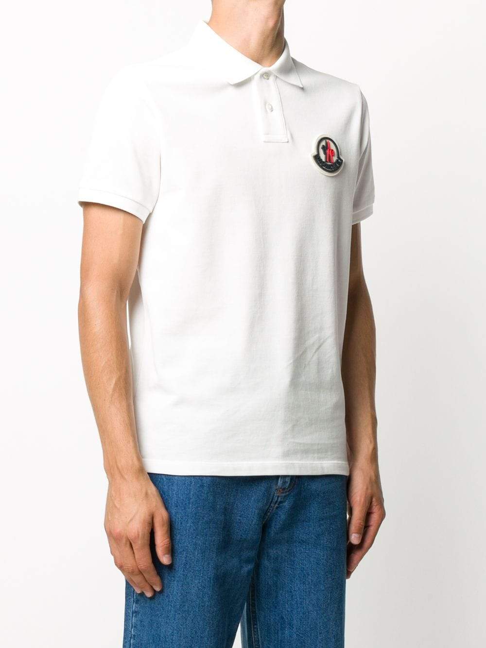 MONCLER Rubber Logo Polo Shirt Grey Maison De Fashion