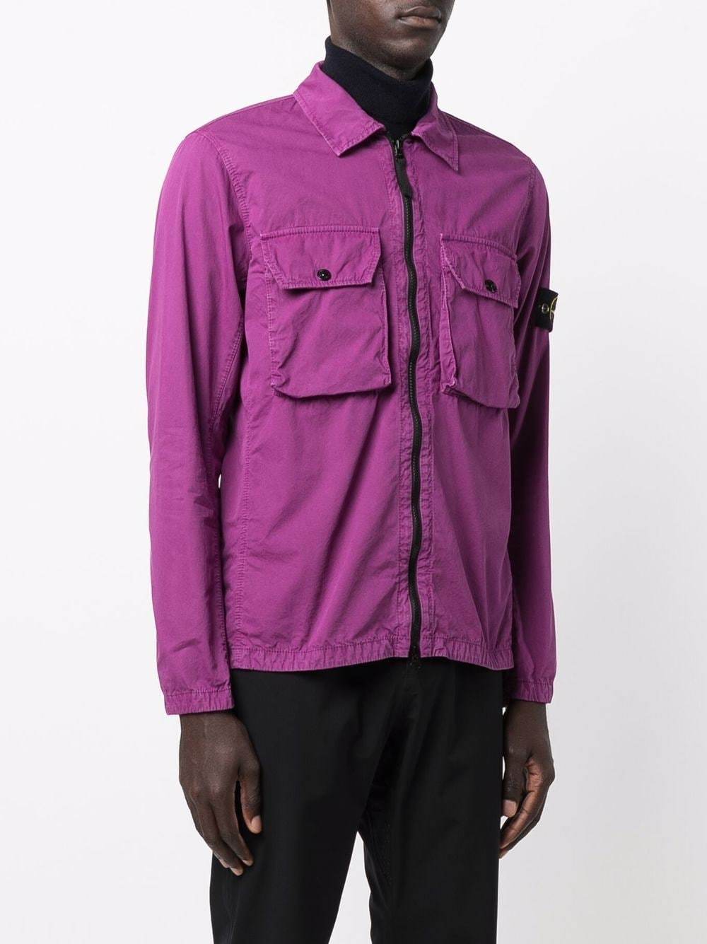 STONE ISLAND Zipped Overshirt Purple –