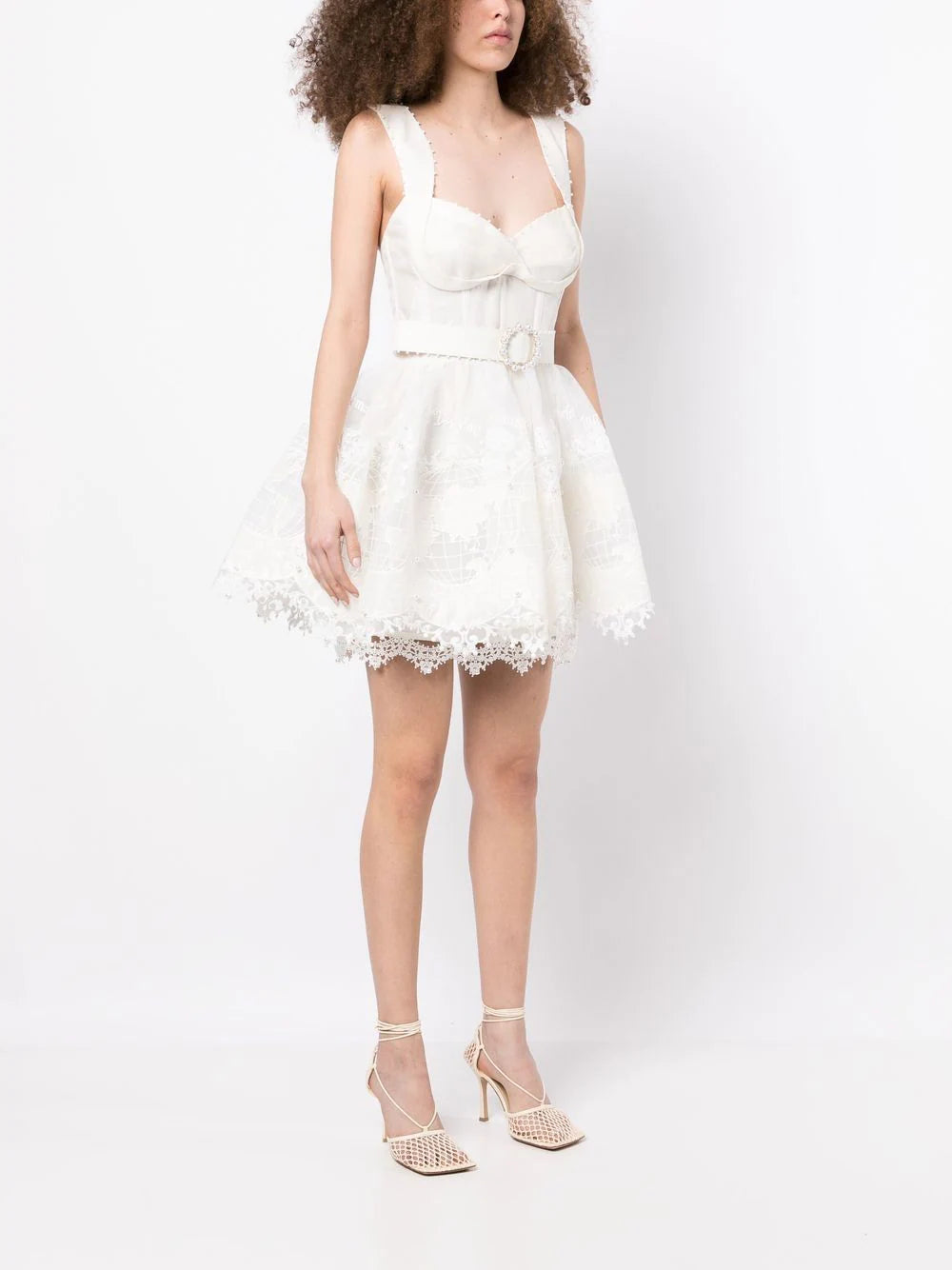 ZIMMERMANN WOMEN High Tide Embroidered Mini Dress White