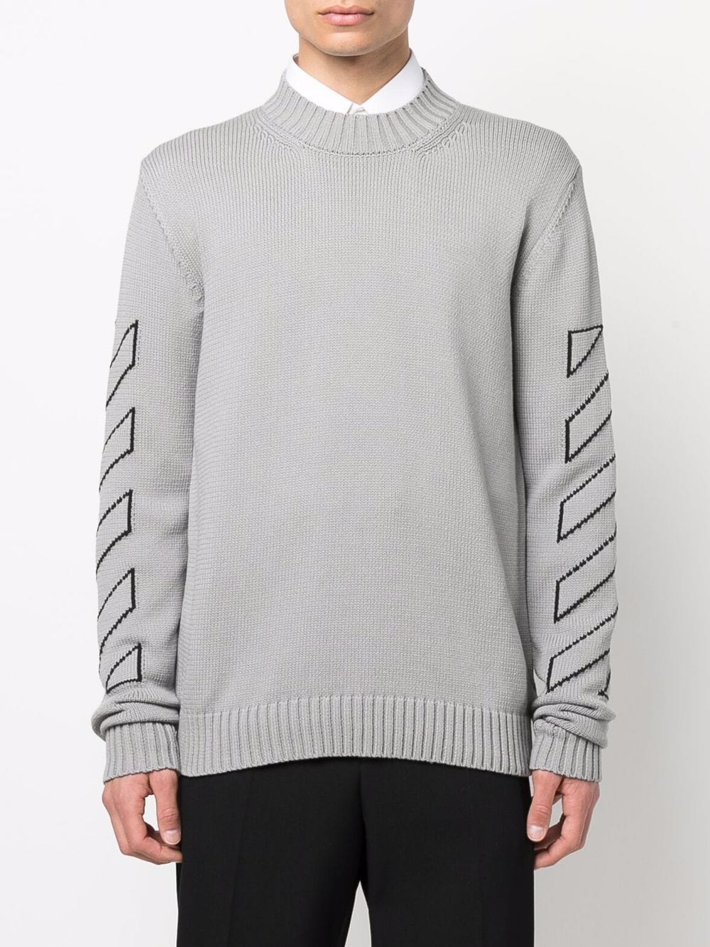 OFF-WHITE Diag Outline Knitted Sweatshirt Grey