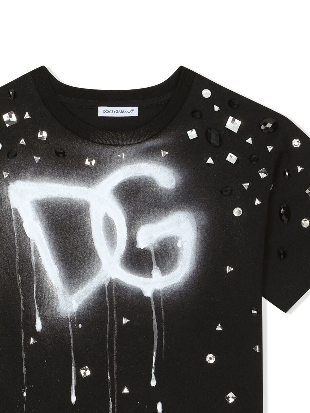 キッズ Dolce&Gabbana DGロゴ 半袖 Tシャツ ブラック 120 DOLCE & GABBANA Kids T-shirt Black Cotton Logo Print Crew