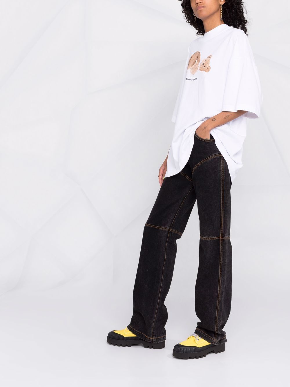 PALM ANGELS WOMEN Logo-print short-sleeve T-shirt White - MAISONDEFASHION.COM