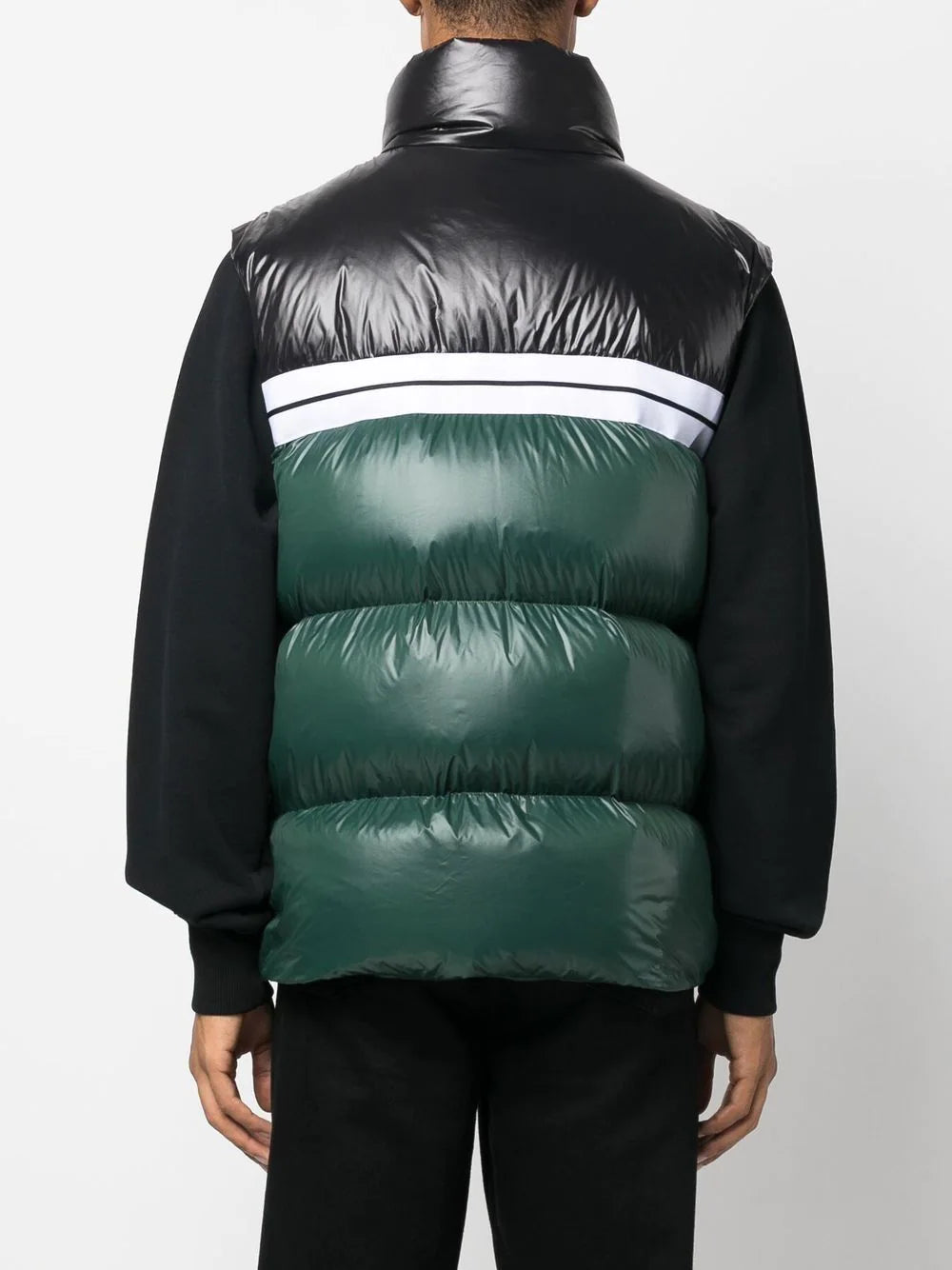 PALM ANGELS Classic Track Puffed Vest Green Black - MAISONDEFASHION.COM