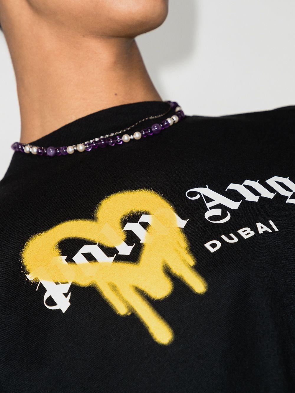PALM ANGELS Dubai Heart Sprayed T-Shirt Black - MAISONDEFASHION.COM